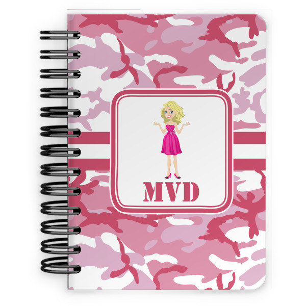 Custom Pink Camo Spiral Notebook - 5x7 w/ Name or Text