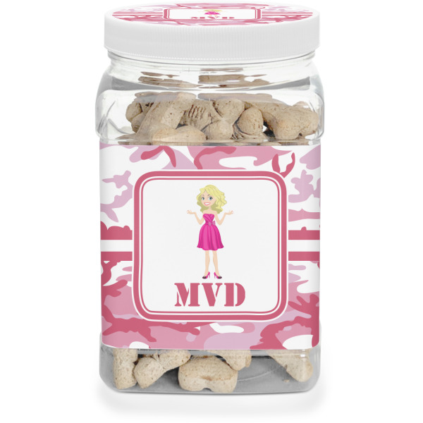 Custom Pink Camo Dog Treat Jar (Personalized)