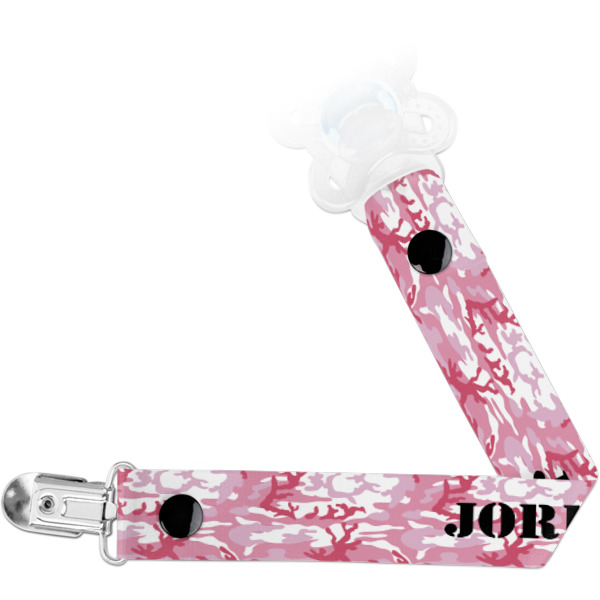 Custom Pink Camo Pacifier Clip (Personalized)