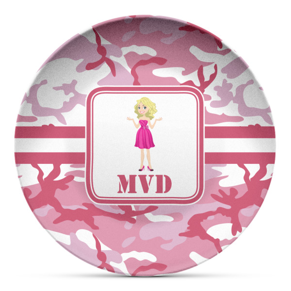 Custom Pink Camo Microwave Safe Plastic Plate - Composite Polymer (Personalized)