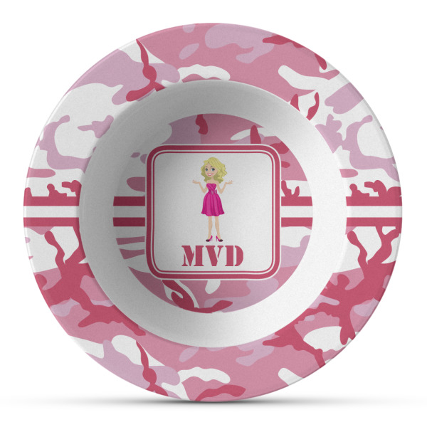 Custom Pink Camo Plastic Bowl - Microwave Safe - Composite Polymer (Personalized)