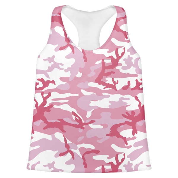 Custom Pink Camo Womens Racerback Tank Top