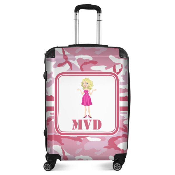 Custom Pink Camo Suitcase - 24" Medium - Checked (Personalized)