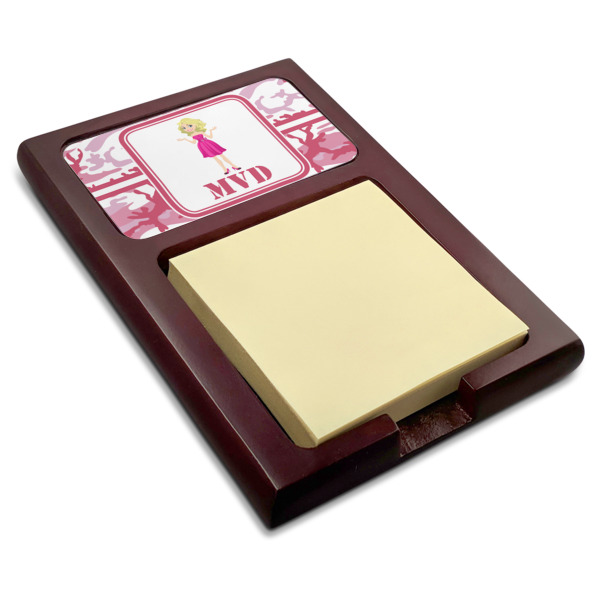 Custom Pink Camo Red Mahogany Sticky Note Holder (Personalized)