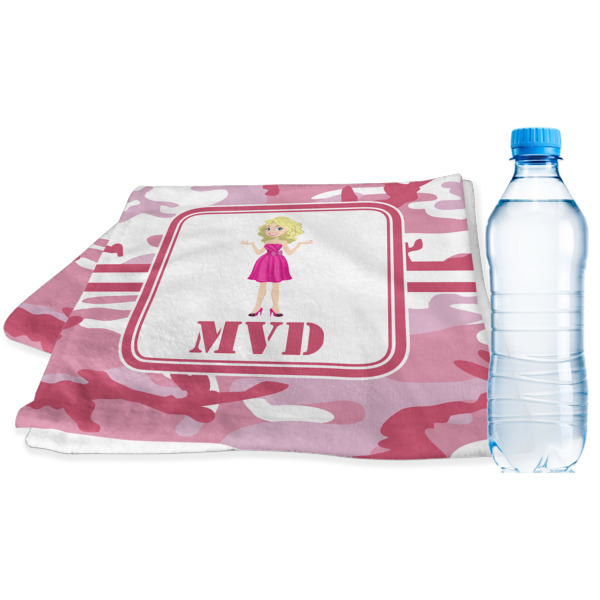 Custom Pink Camo Sports & Fitness Towel (Personalized)