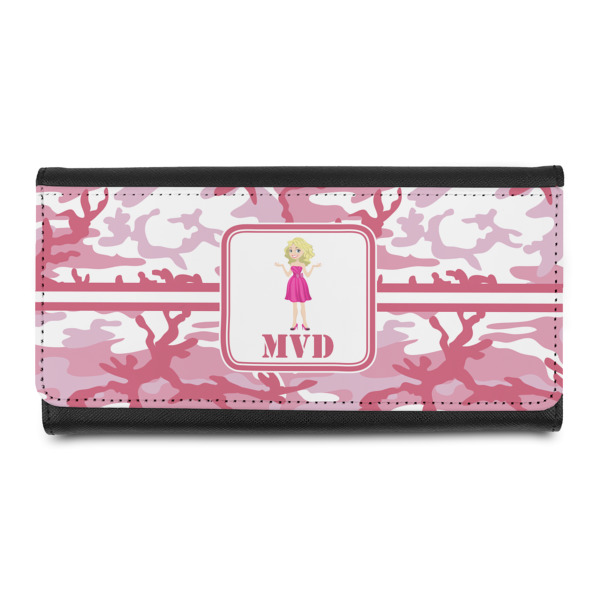 Custom Pink Camo Leatherette Ladies Wallet (Personalized)