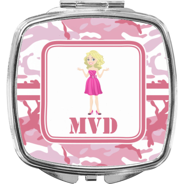 Custom Pink Camo Compact Makeup Mirror (Personalized)