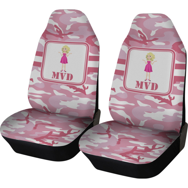 Custom Pink Camo Car Seat Covers (Set of Two) (Personalized)