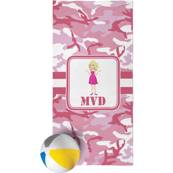 Custom Pink Camo Beach Towel (Personalized)