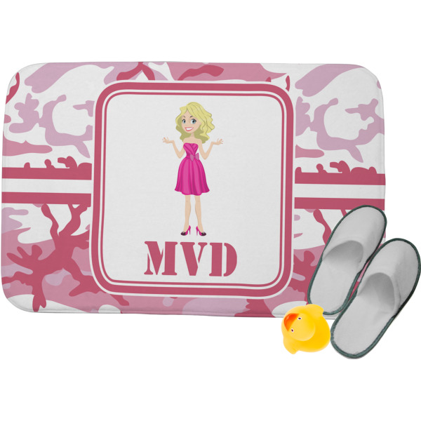 Custom Pink Camo Memory Foam Bath Mat (Personalized)