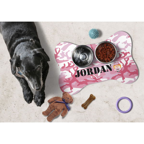 Custom Design - Bone Shaped Mat w/ Food & Water