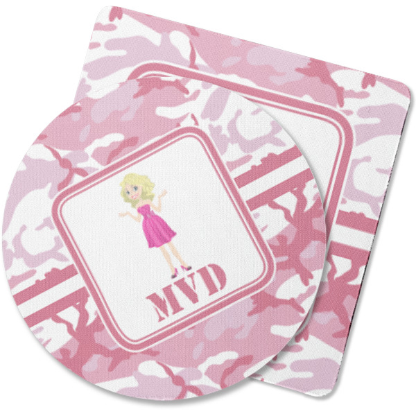 Custom Pink Camo Rubber Backed Coaster (Personalized)