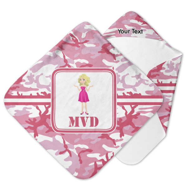 Custom Pink Camo Hooded Baby Towel (Personalized)