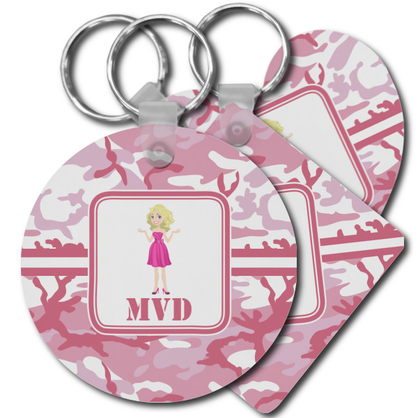 Custom Pink Camo Plastic Keychain (Personalized)