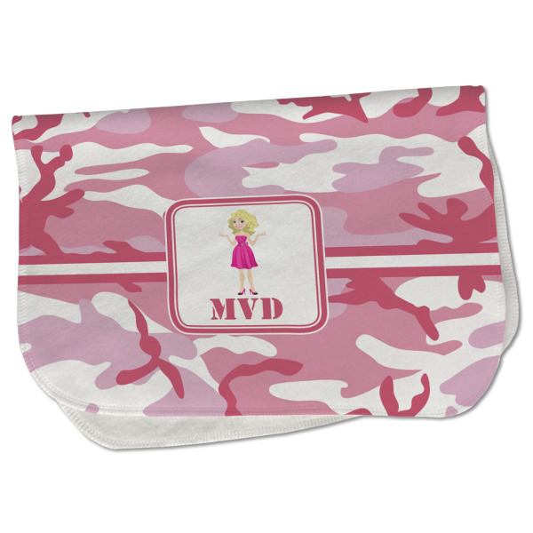 Custom Pink Camo Burp Cloth - Fleece w/ Name or Text