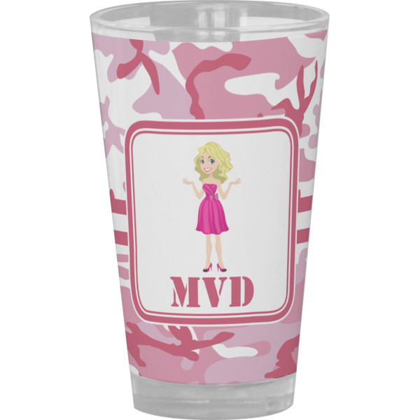 Custom Pink Camo Pint Glass - Full Color (Personalized)