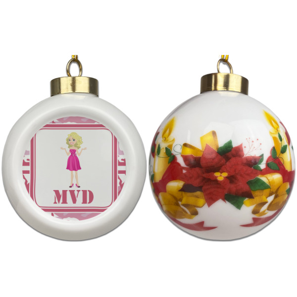Custom Design - Ceramic Christmas Ornament - Poinsettias (APPROVAL)
