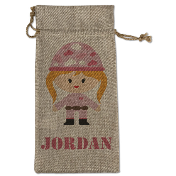 Custom Design - Large Burlap Gift Bags - Front