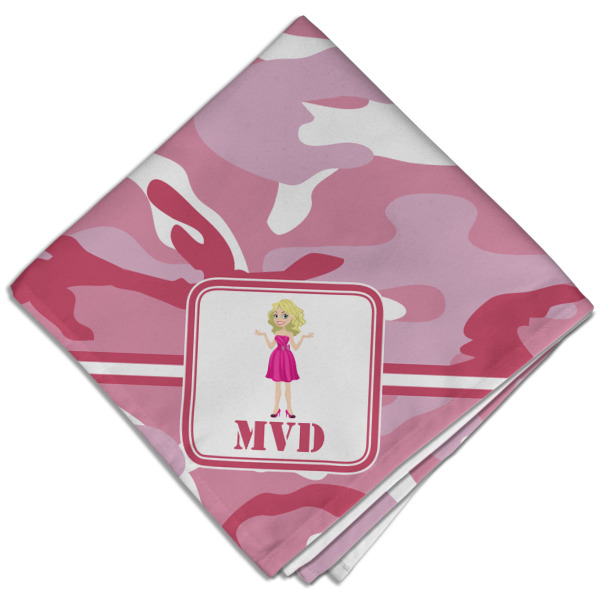 Custom Pink Camo Cloth Dinner Napkin - Single w/ Name or Text