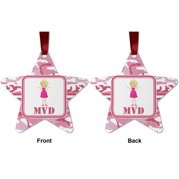 Custom Design - Metal Star Ornament - Front and Back