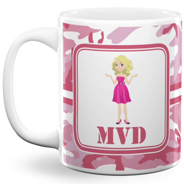 Custom Pink Camo 11 Oz Coffee Mug - White (Personalized)