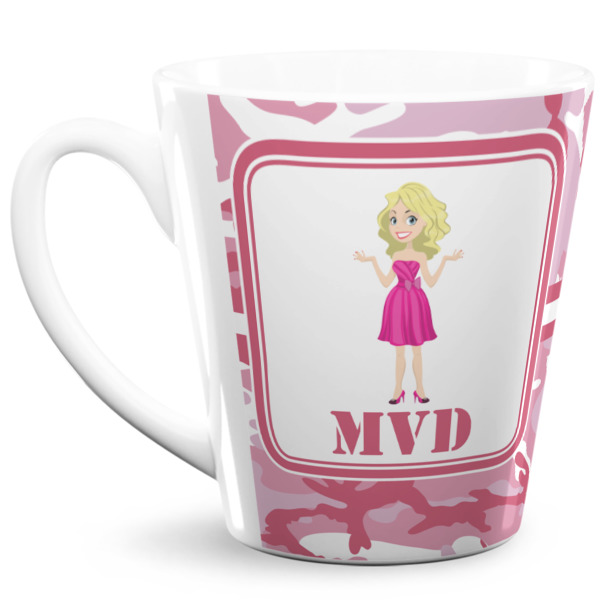 Custom Pink Camo 12 Oz Latte Mug (Personalized)