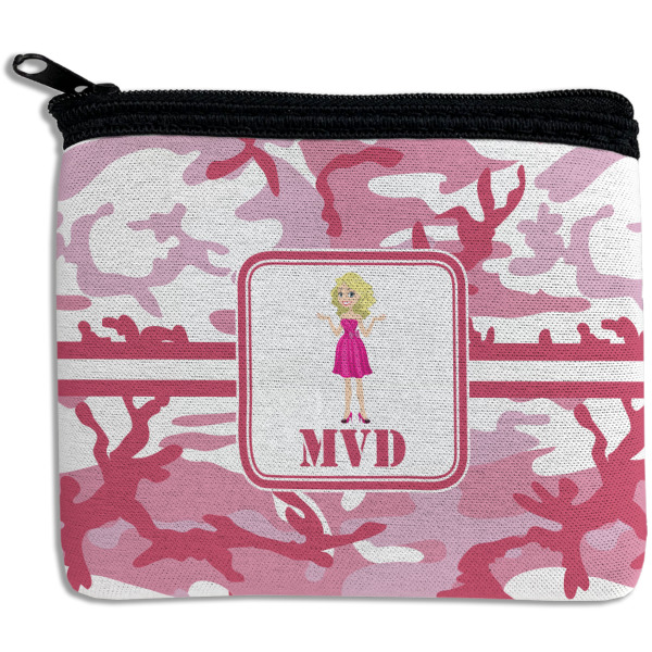 Custom Pink Camo Rectangular Coin Purse (Personalized)