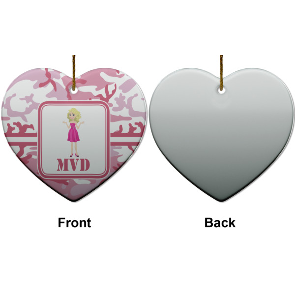 Custom Design - Ceramic Flat Ornament - Heart Front & Back (APPROVAL)