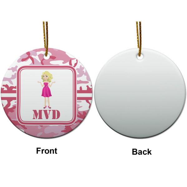 Custom Design - Ceramic Flat Ornament - Circle Front & Back (APPROVAL)