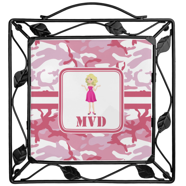 Custom Pink Camo Square Trivet (Personalized)