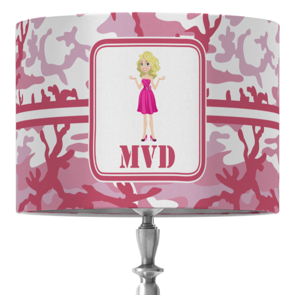 Custom Pink Camo 16" Drum Lamp Shade - Fabric (Personalized)