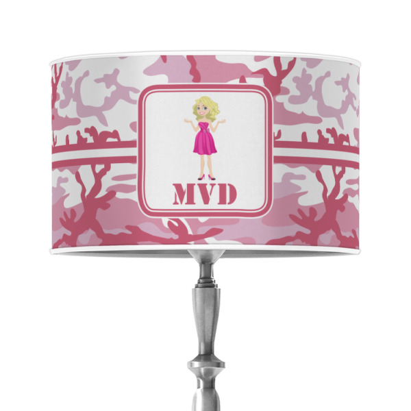 Custom Pink Camo 12" Drum Lamp Shade - Poly-film (Personalized)