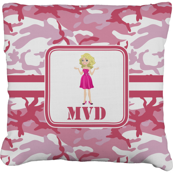 Custom Pink Camo Faux-Linen Throw Pillow 26" (Personalized)