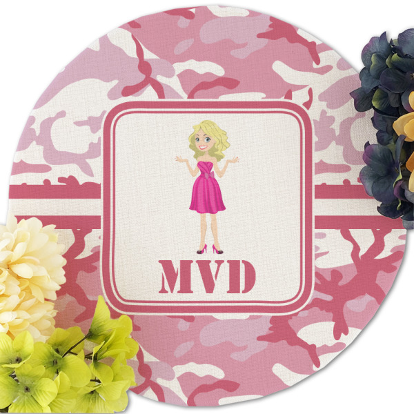 Custom Design - Round Linen Placemats - Front (w flowers)
