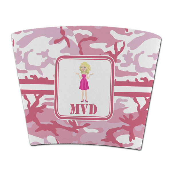 Custom Pink Camo Party Cup Sleeve - without bottom (Personalized)