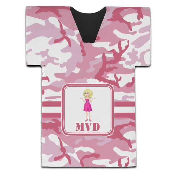 Custom Pink Camo Jersey Bottle Cooler (Personalized)