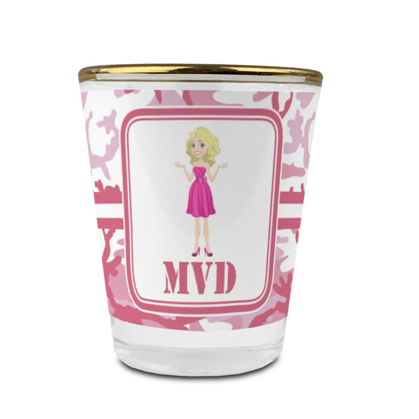 Custom Design - Glass Shot Glass - Gold Rim - Front