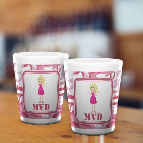 Custom Design - Ceramic Shot Glass - White - Lifestyle