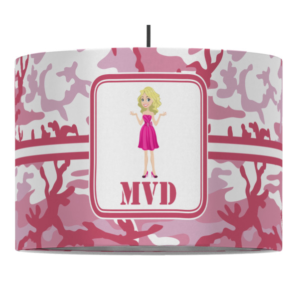 Custom Pink Camo Drum Pendant Lamp (Personalized)