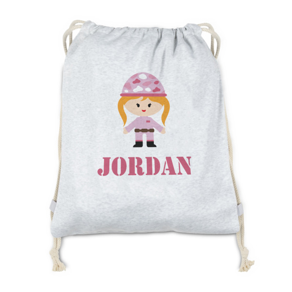Custom Pink Camo Drawstring Backpack - Sweatshirt Fleece (Personalized)
