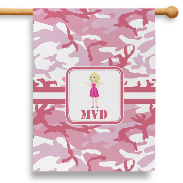 Custom Pink Camo 28" House Flag (Personalized)