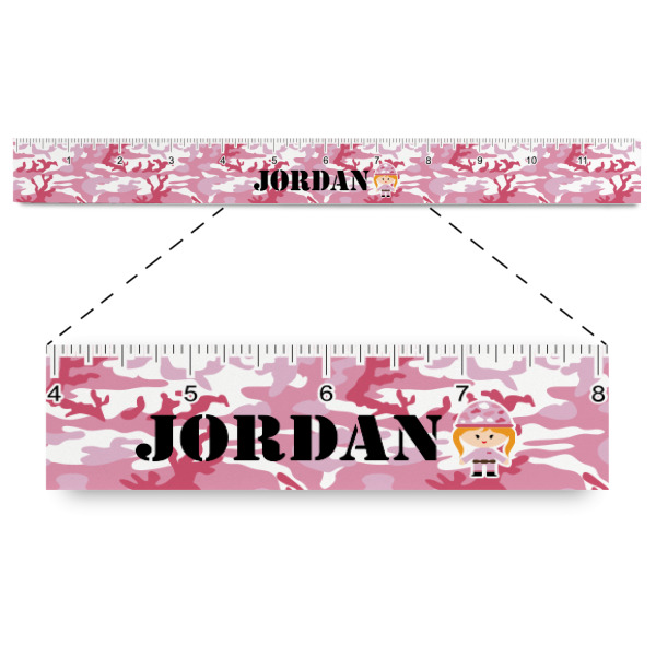 Custom Pink Camo Plastic Ruler - 12" (Personalized)