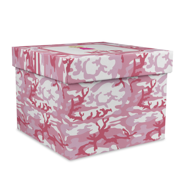 Custom Pink Camo Gift Box with Lid - Canvas Wrapped - X-Large (Personalized)