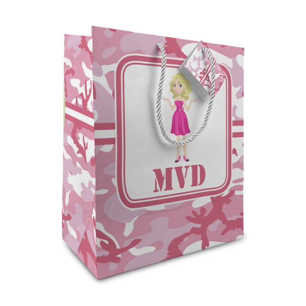 Custom Pink Camo Medium Gift Bag (Personalized)