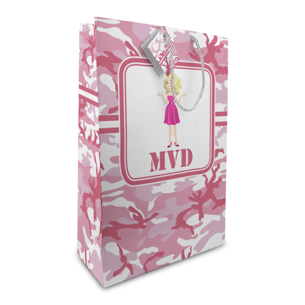 Custom Pink Camo Large Gift Bag (Personalized)
