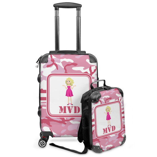 Custom Pink Camo Kids 2-Piece Luggage Set - Suitcase & Backpack (Personalized)