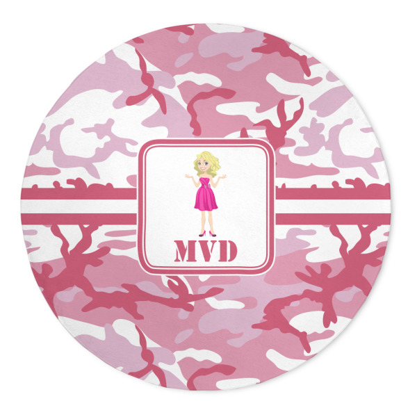 Custom Pink Camo 5' Round Indoor Area Rug (Personalized)