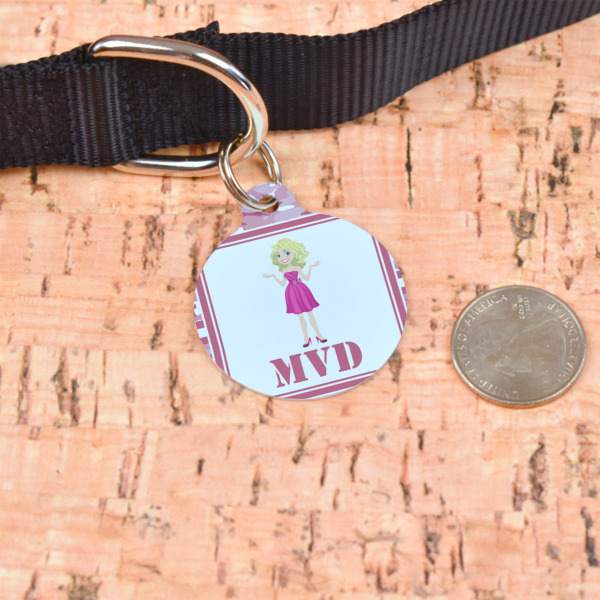 Custom Design - Round Pet ID Tag - Large - In Context