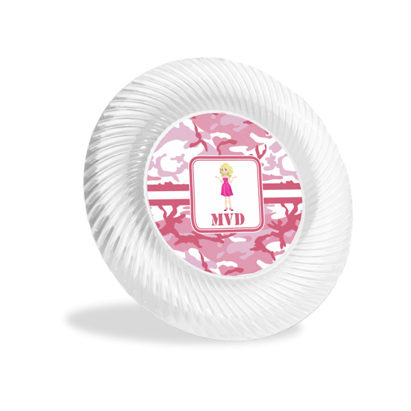 Custom Pink Camo Plastic Party Appetizer & Dessert Plates - 6" (Personalized)