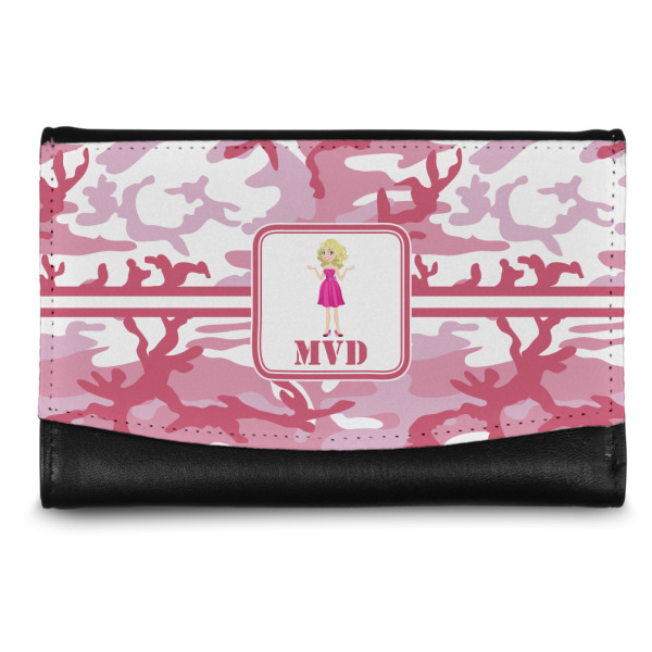 Custom Pink Camo Genuine Leather Women's Wallet - Small (Personalized)
